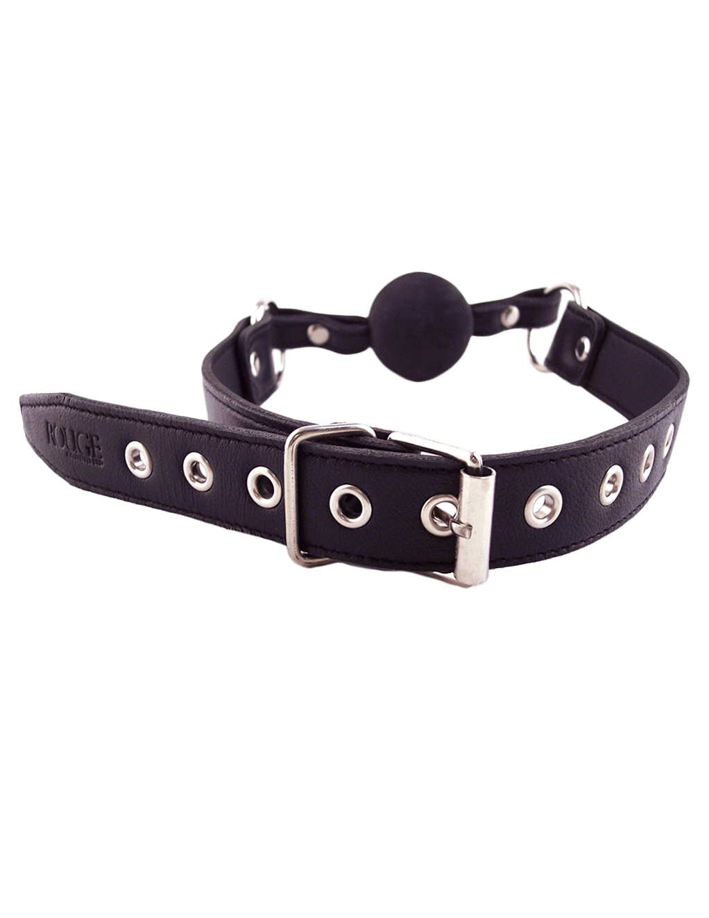 Rouge Leather & Rubber Ball Gag - Black/Black - Back