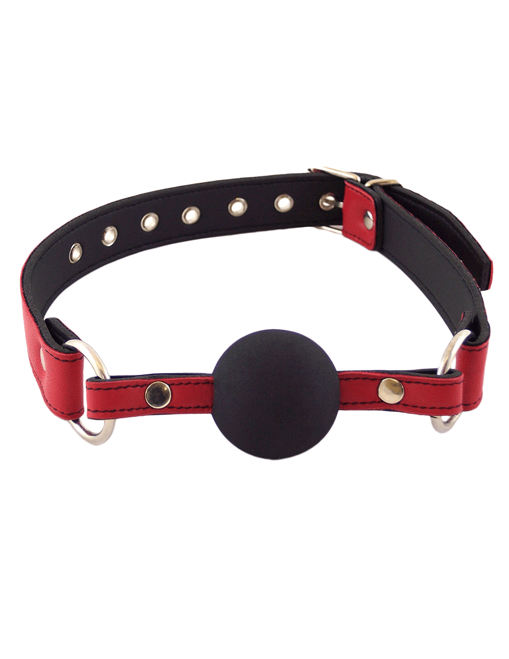 Rouge Leather & Rubber Ball Gag - Red/Black - Main