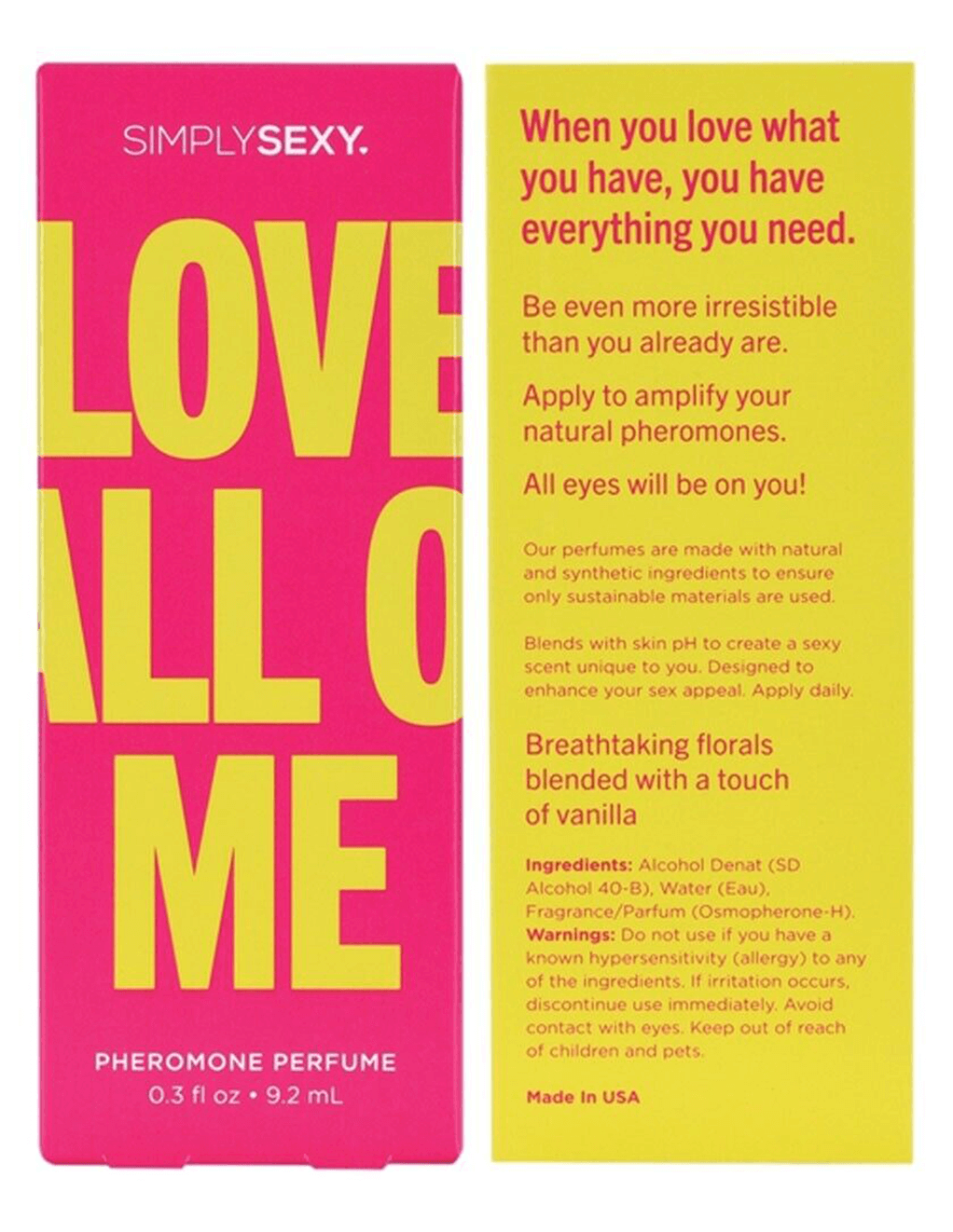 Simply Sexy Love All Of Me Pheromone Perfume - Box Details