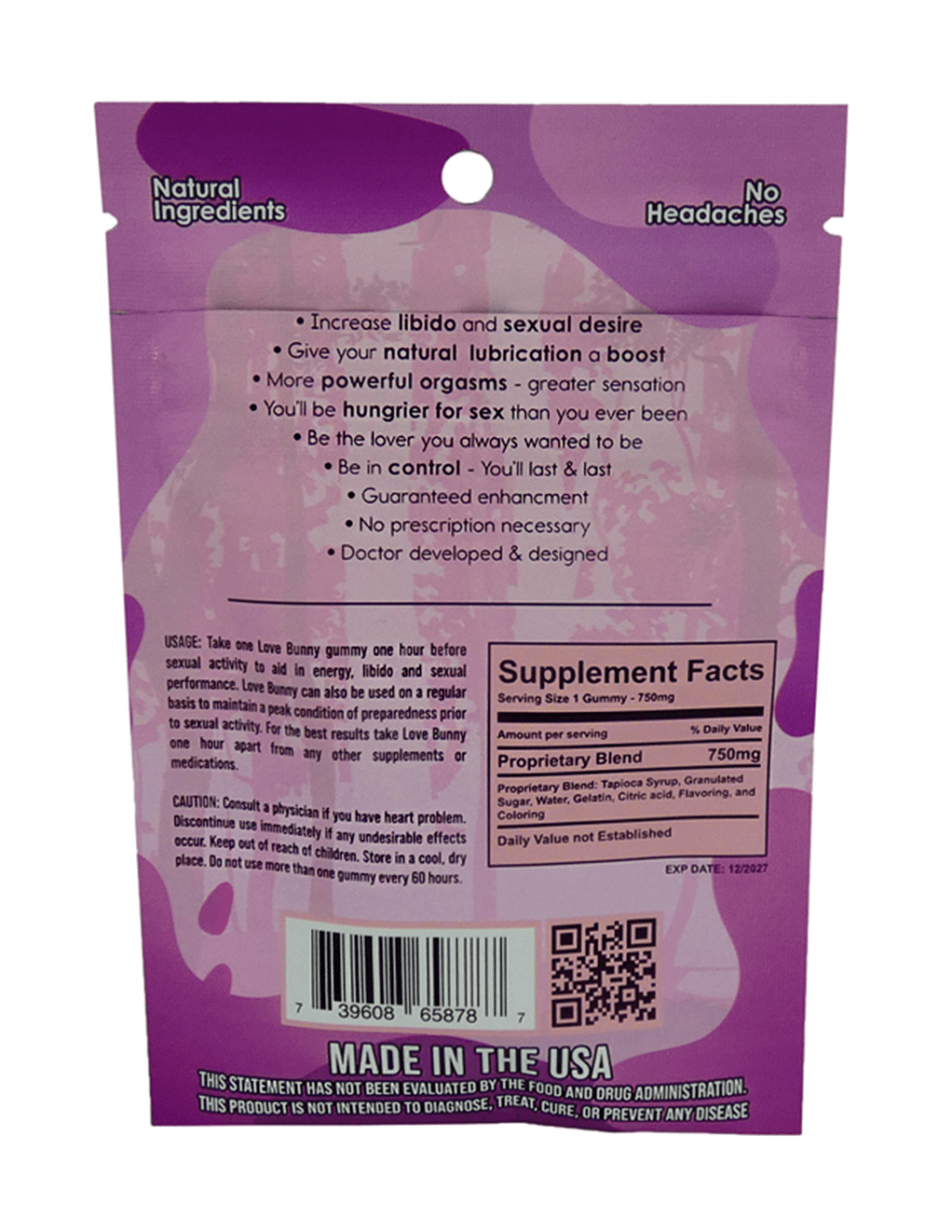 Love Bunny Gummy 2ct - Back