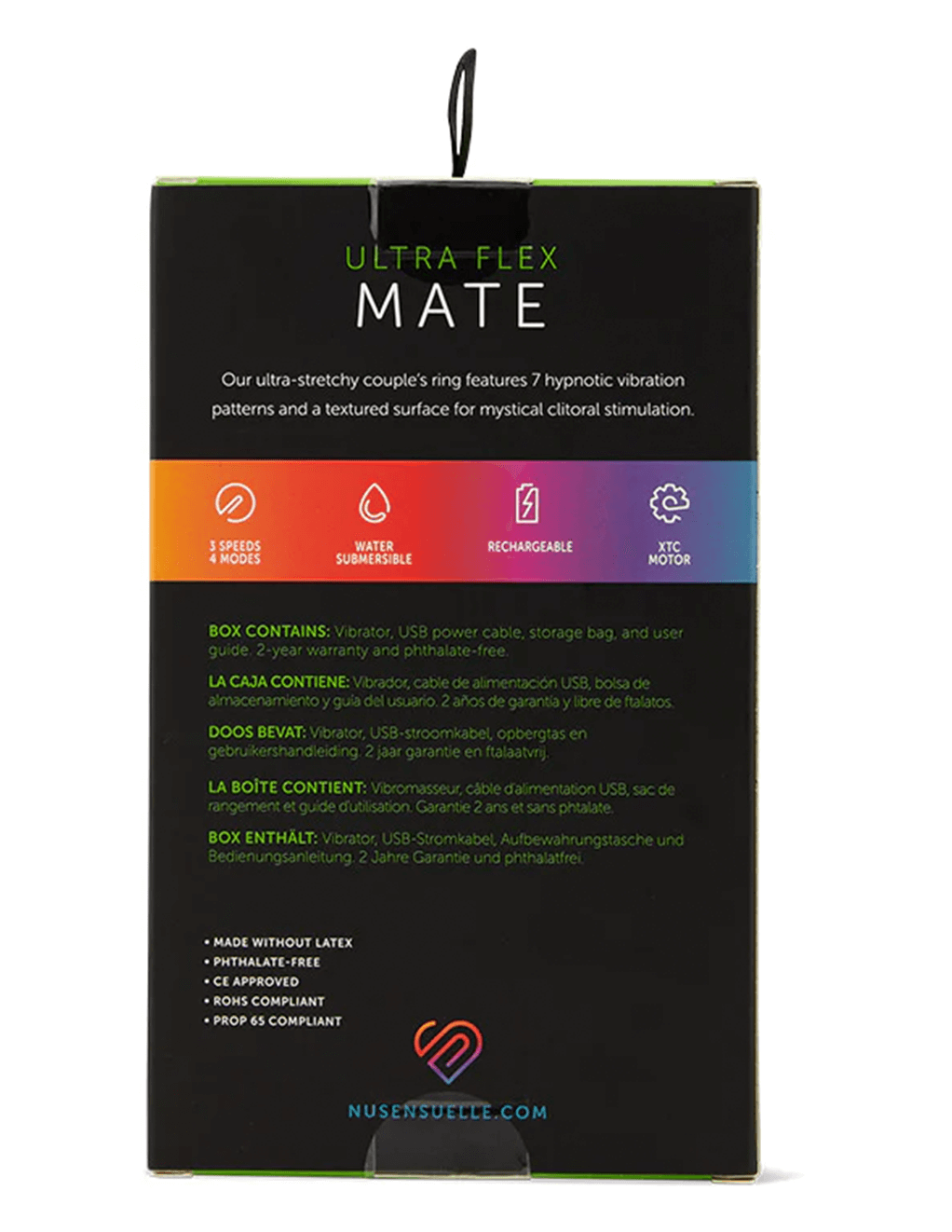 Nu Sensuelle Mate Vibrating C-Ring - Box Back