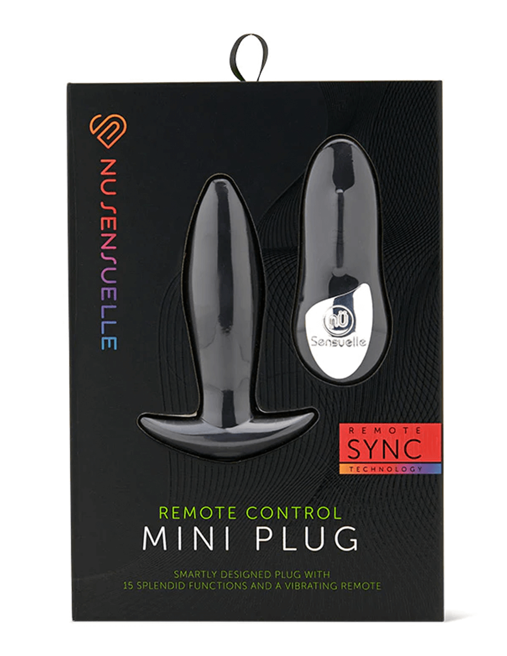 Nu Sensuelle Vibrating 15 Function Mini Plug with Remote - Black - Box