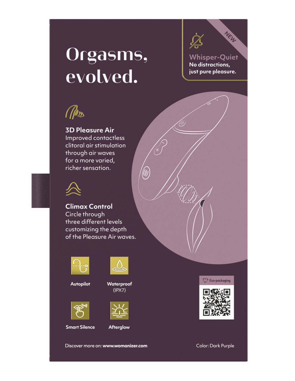 Womanizer Next Clitoral Stimulator - Dark Purple - Box Back
