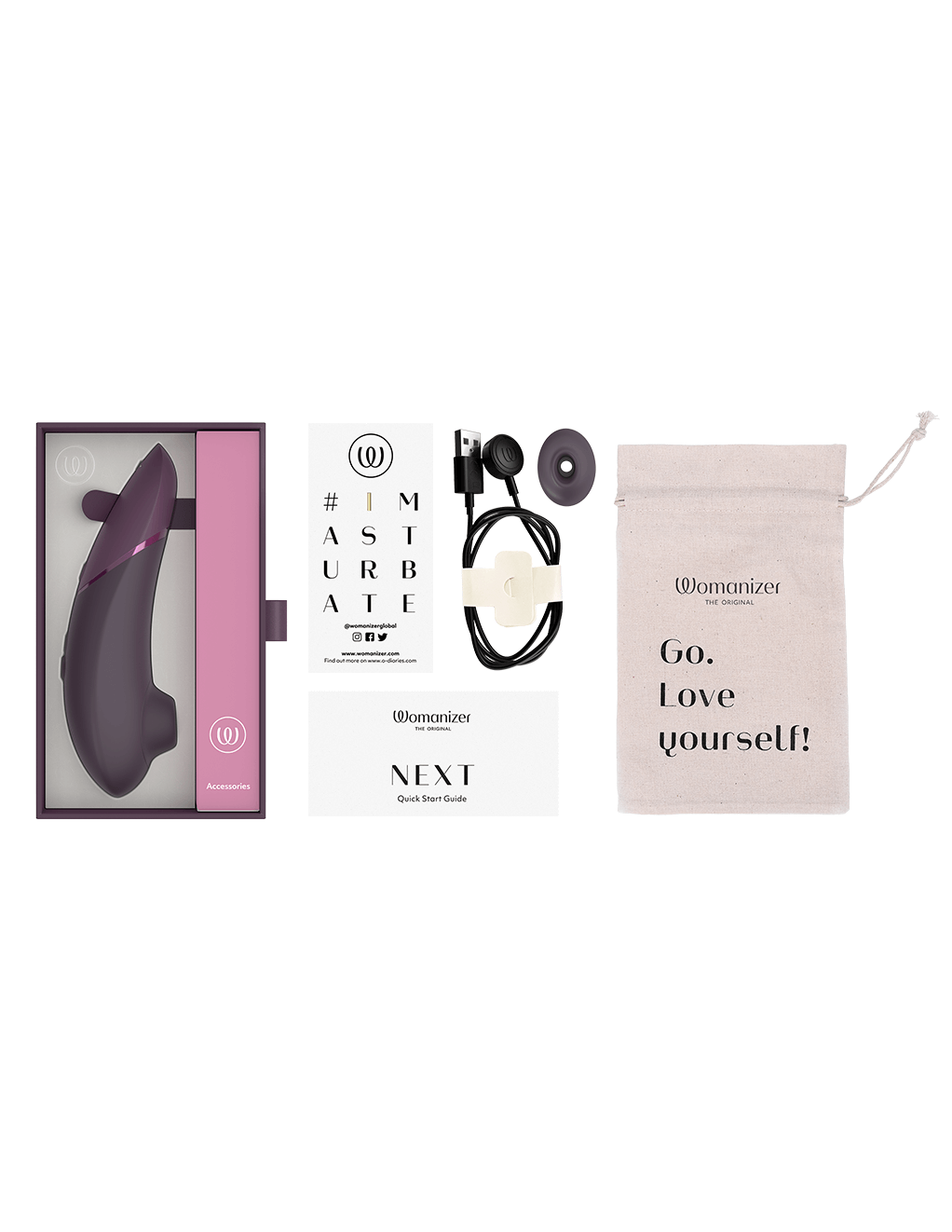 Womanizer Next Clitoral Stimulator - Dark Purple - Box Contents