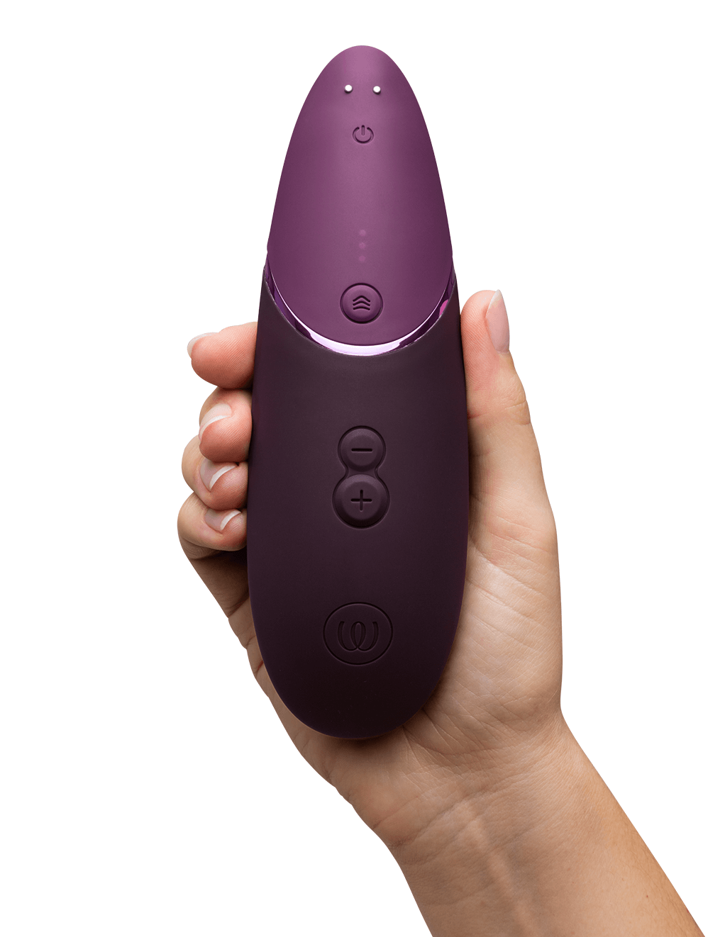 Womanizer Next Clitoral Stimulator - Dark Purple - In Hand - Back