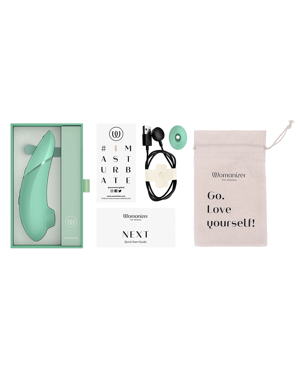 Womanizer Next Clitoral Stimulator - Sage - Box Contents