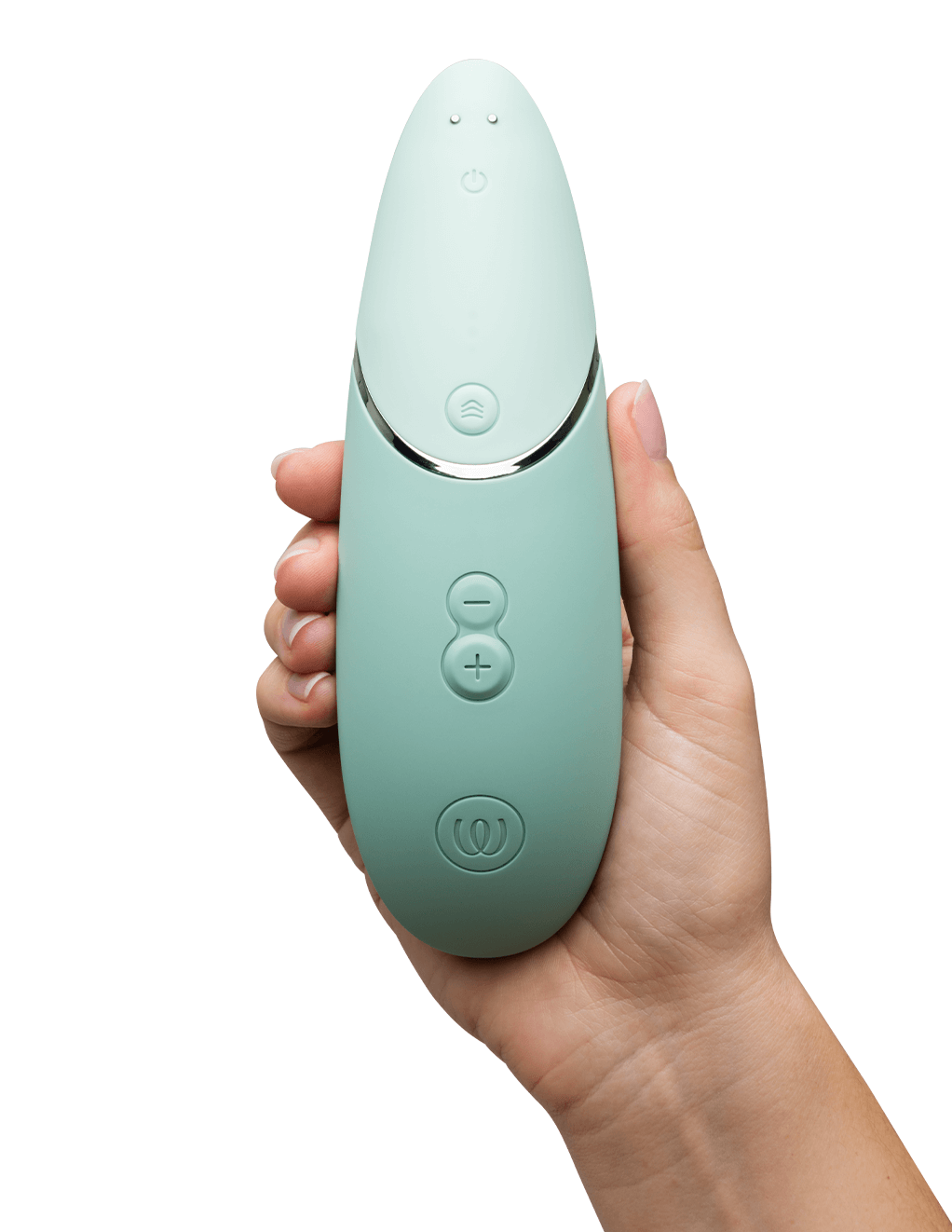 Womanizer Next Clitoral Stimulator - Sage - In Hand - Back