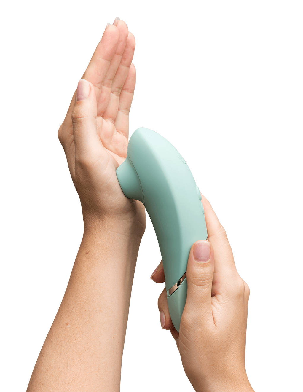 Womanizer Next Clitoral Stimulator - Sage - In Hand - Suction