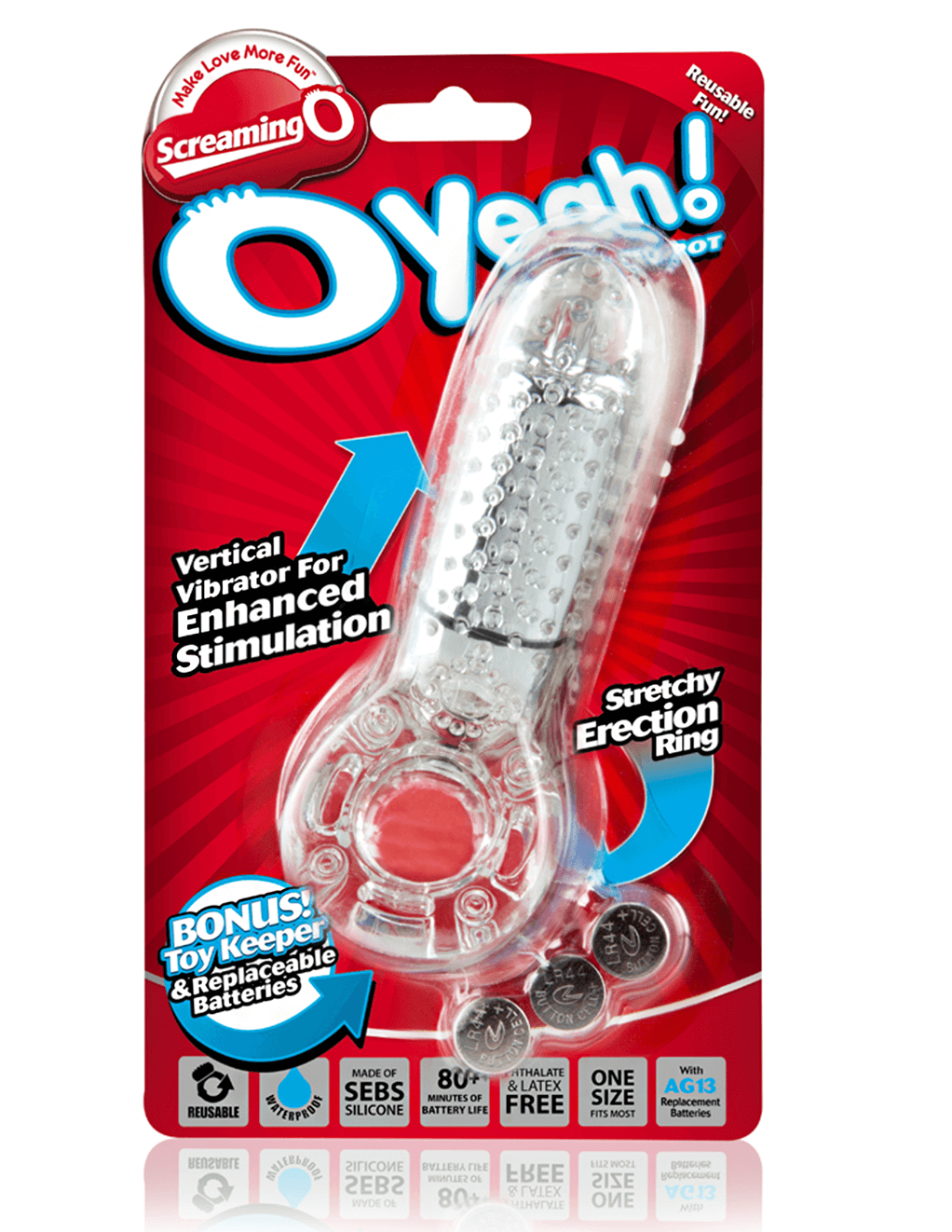 Screaming O Yeah Vibrating Cock Ring - Clear - Package