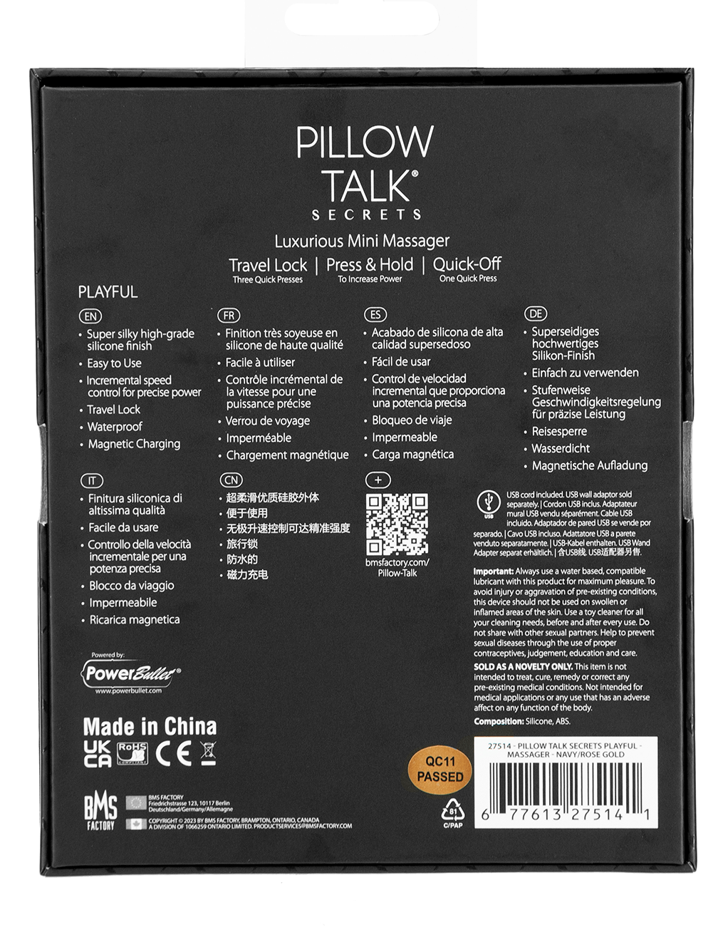 Pillow Talk Playful - Navy - Box Back