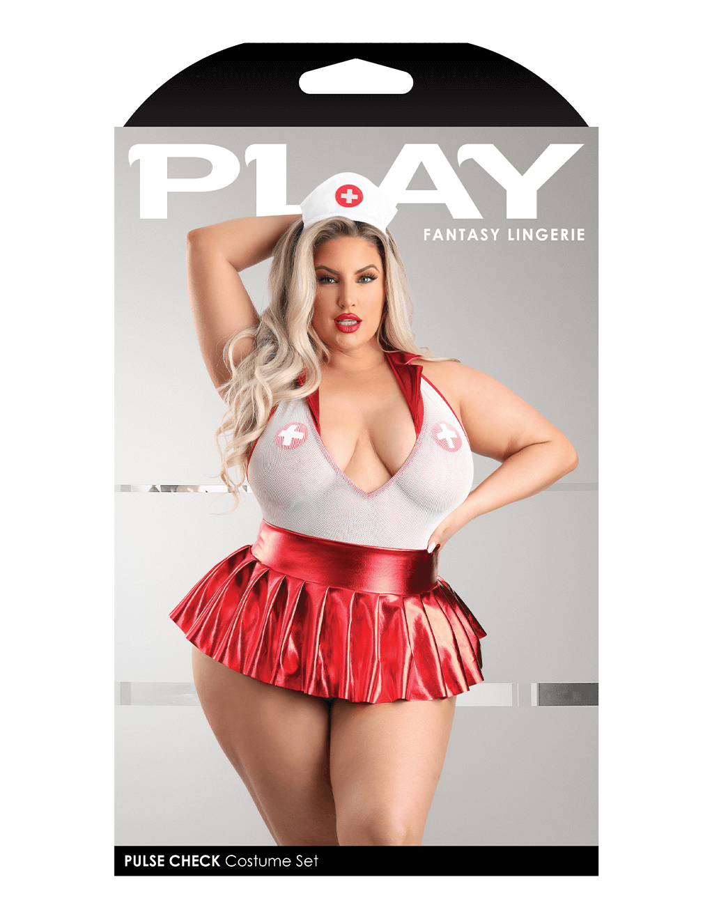 Pulse Check Collared Nurse Teddy Skirt Set - Box Plus