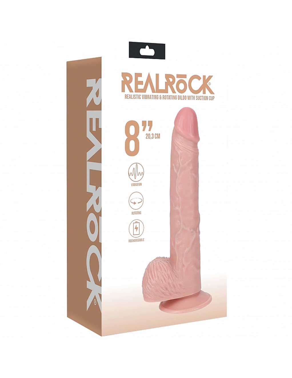 RealRock 8in Vibrating Rotating Cock w/ Balls