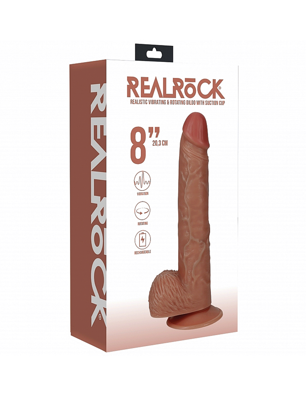 RealRock 8in Vibrating Rotating Cock w/ Balls