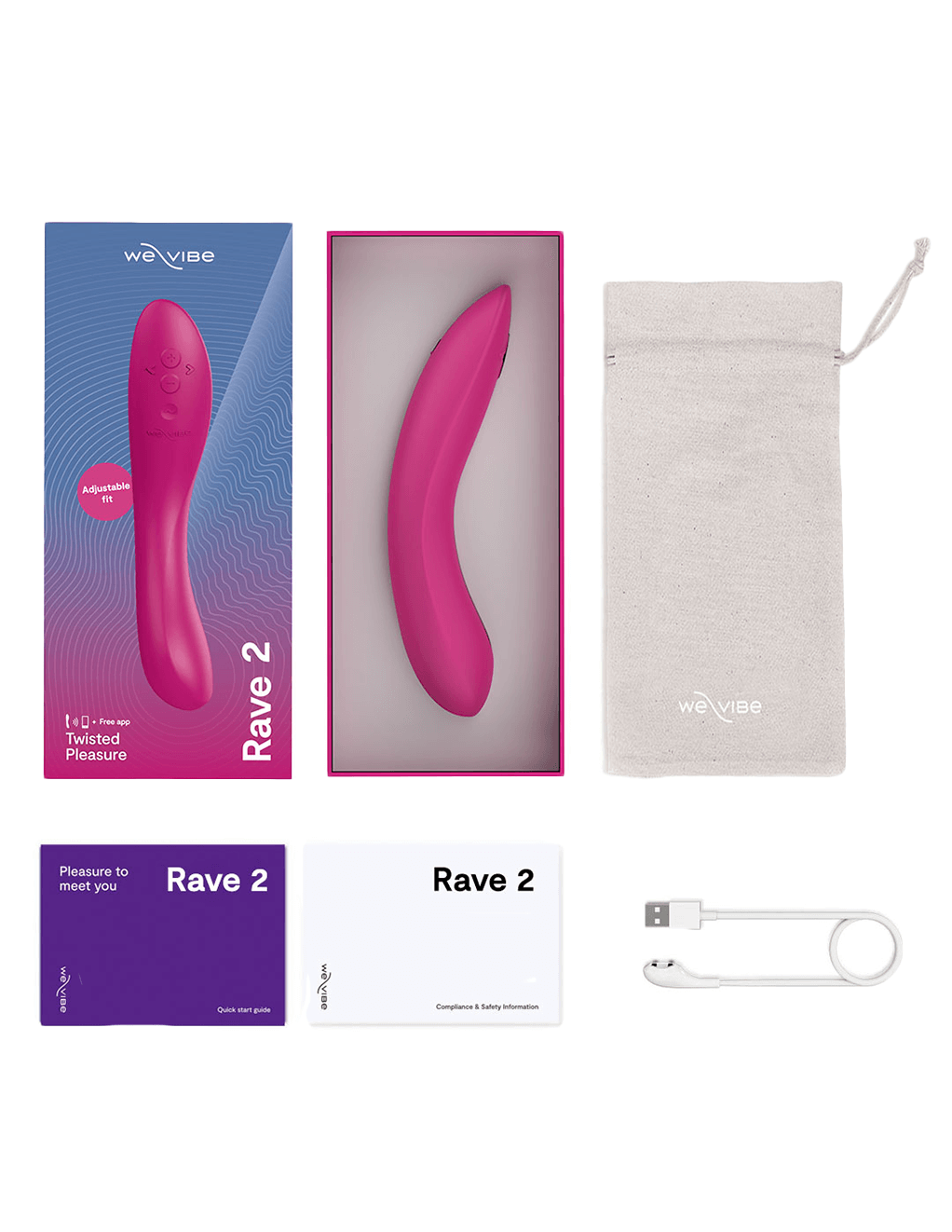 We-Vibe Rave 2 - Fuchsia - Box Contents