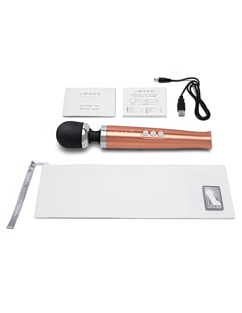 Le Wand Diecast Rechargeable Wand - Rose Gold - Box Contents