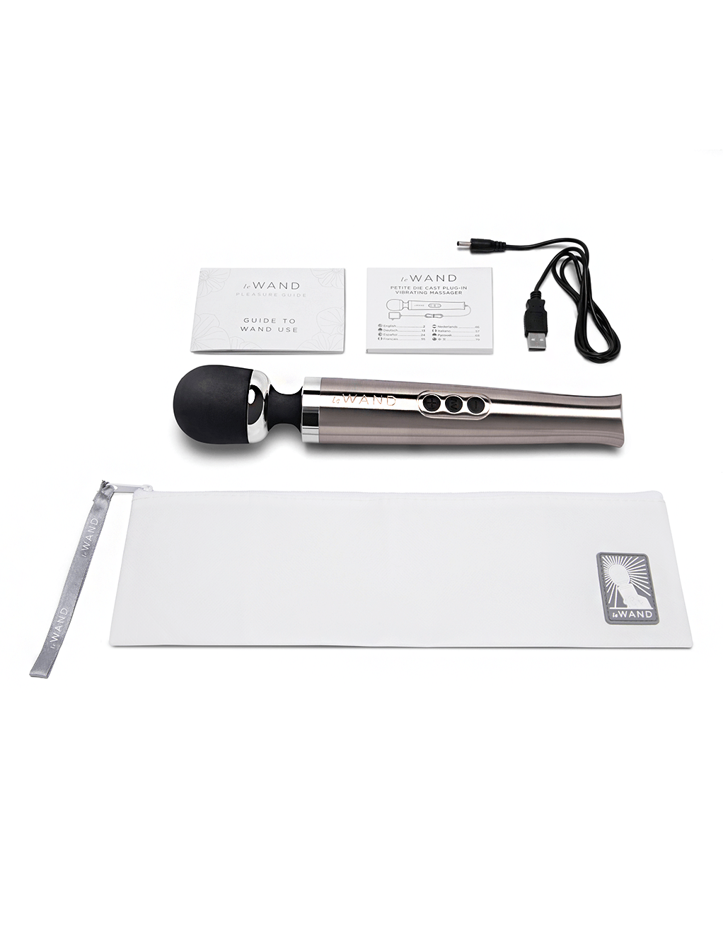 Le Wand Diecast Rechargeable Wand - Silver - Box Contents