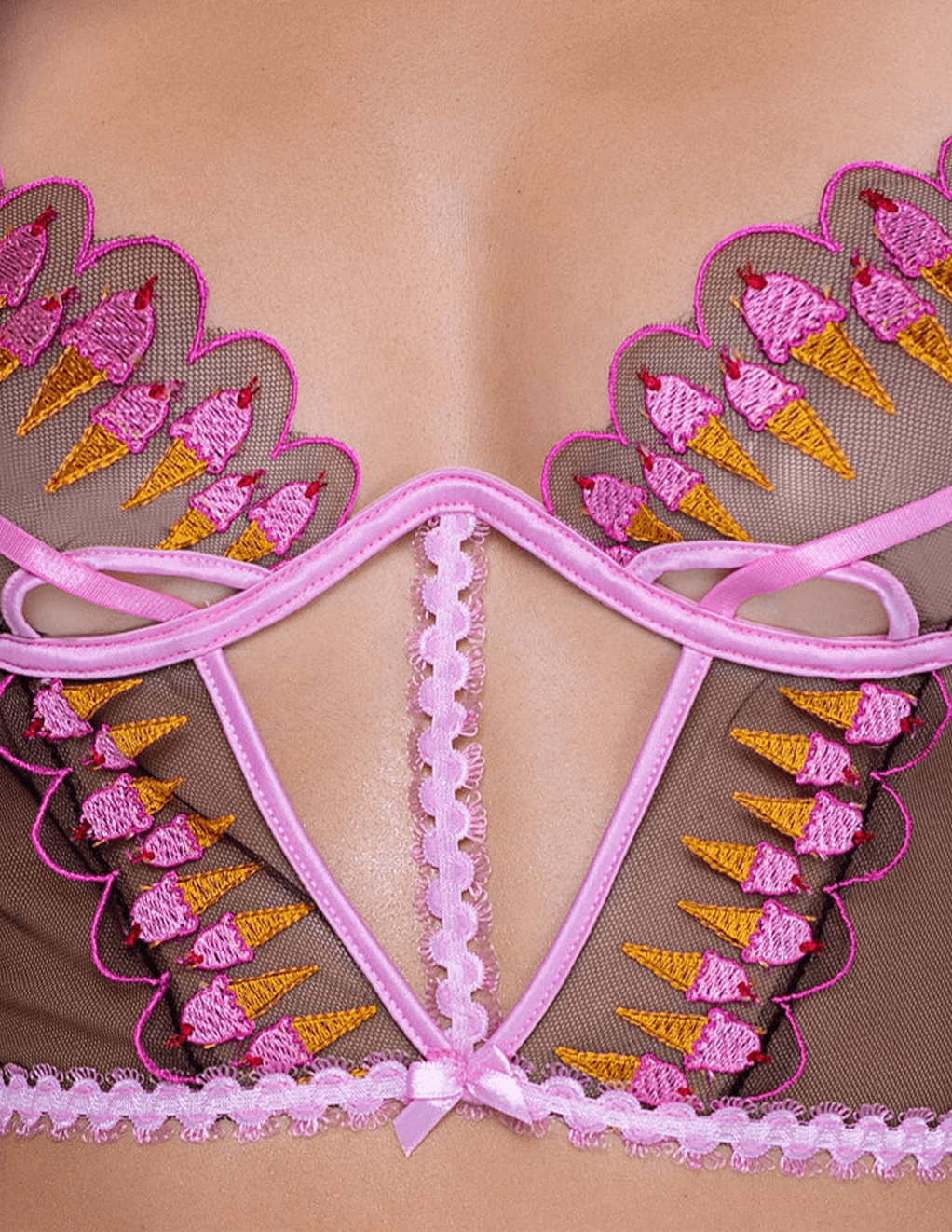 Roma Strawberry Sherbet Bustier Set - Detail