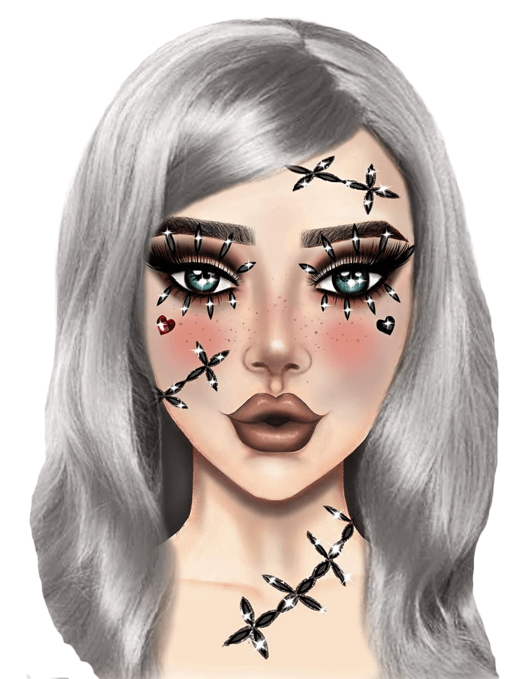 Leg Avenue Stitches Adhesive Face Jewels Sticker - On Face