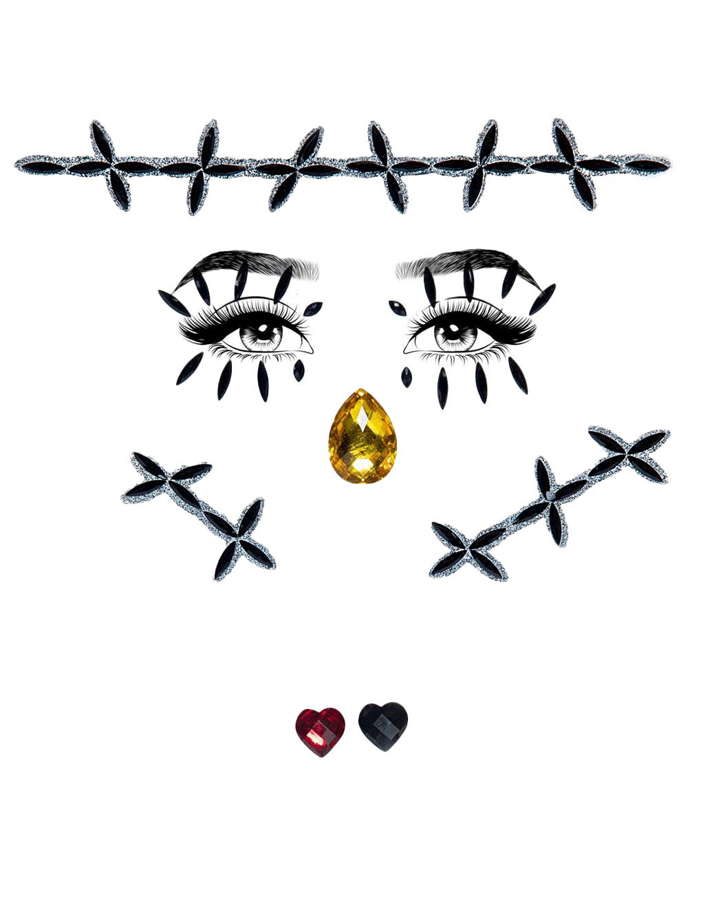 Leg Avenue Stitches Adhesive Face Jewels Sticker - Main