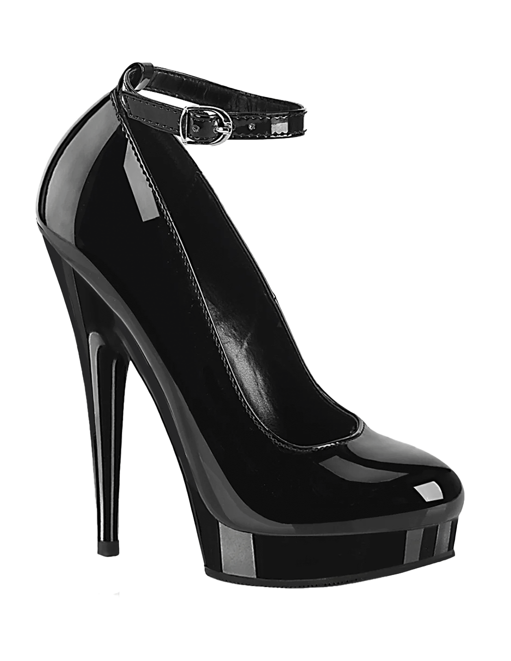 Sultry-686 Ankle Strap Platform Pump - Black Patent/Black - Main
