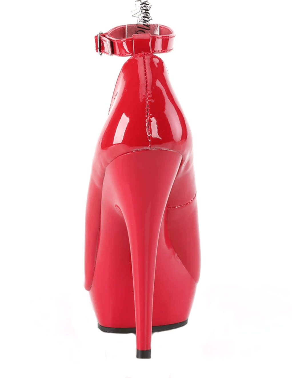 Sultry-686 Ankle Strap Platform Pump - Red Patent/Red - Back