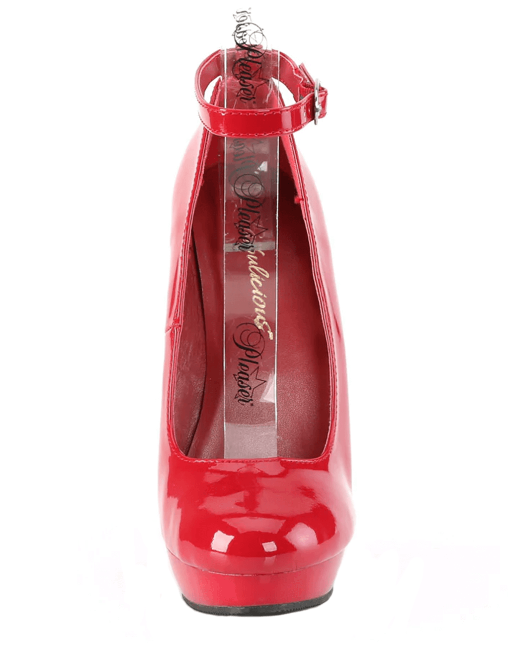 Sultry-686 Ankle Strap Platform Pump - Red Patent/Red - Front