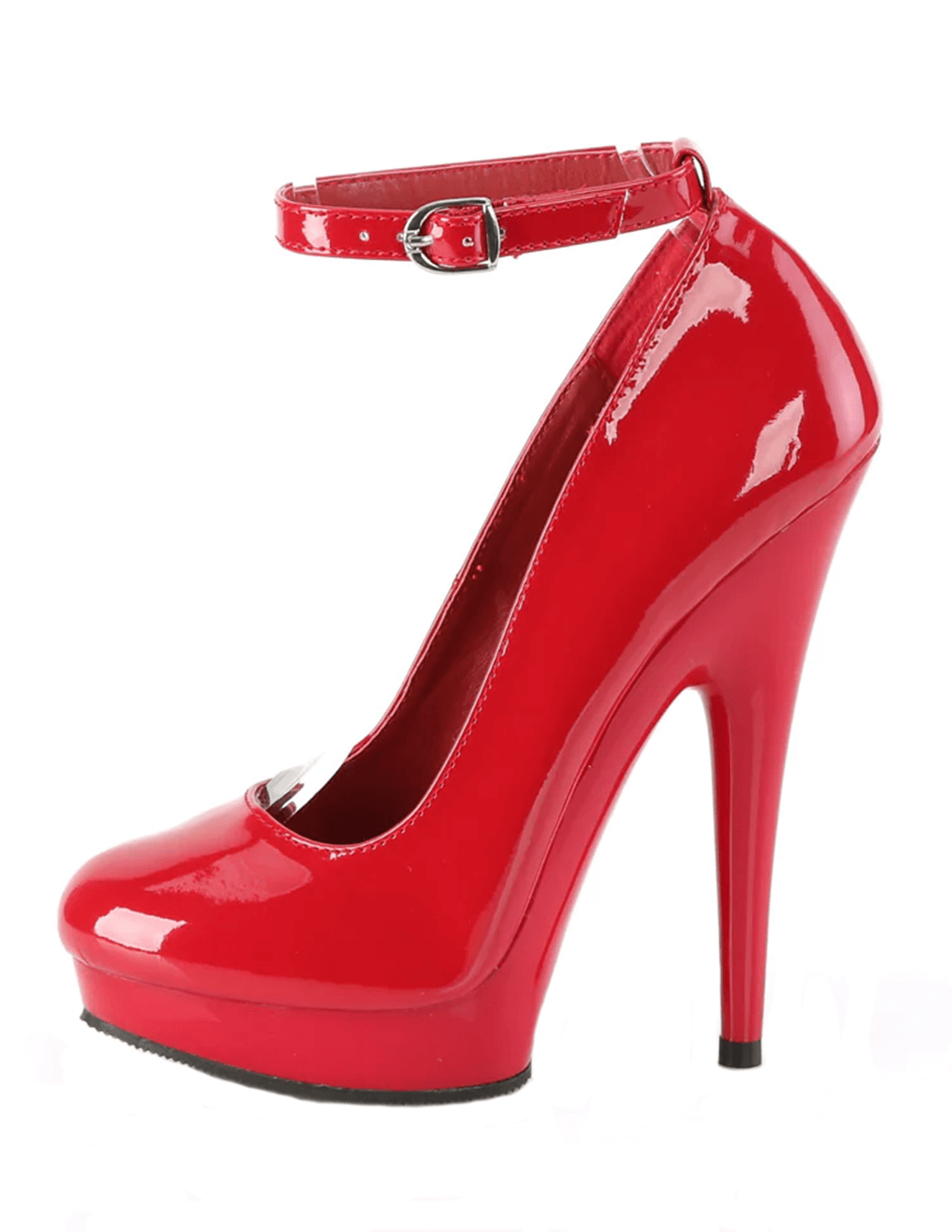 Sultry-686 Ankle Strap Platform Pump - Red Patent/Red - Side