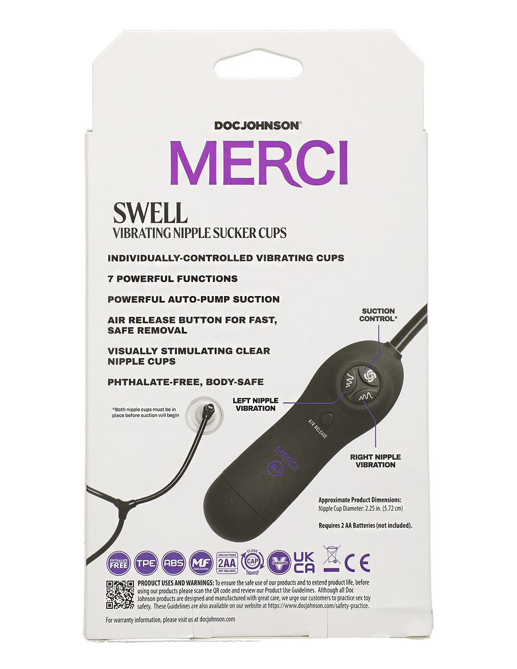 Merci Swell Auto Vibrating Nipple Suckers - Black - Box - Back