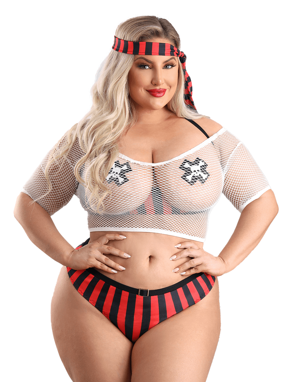 Treasured Fishnet Set W/ Pirate Scarf - Main Plus