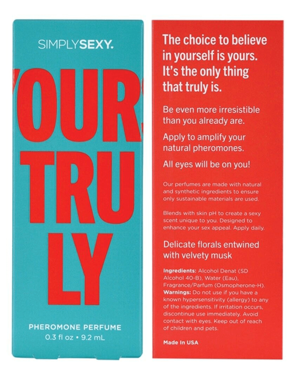 Simply Sexy Yours Truly Pheromone Perfume - Box Details