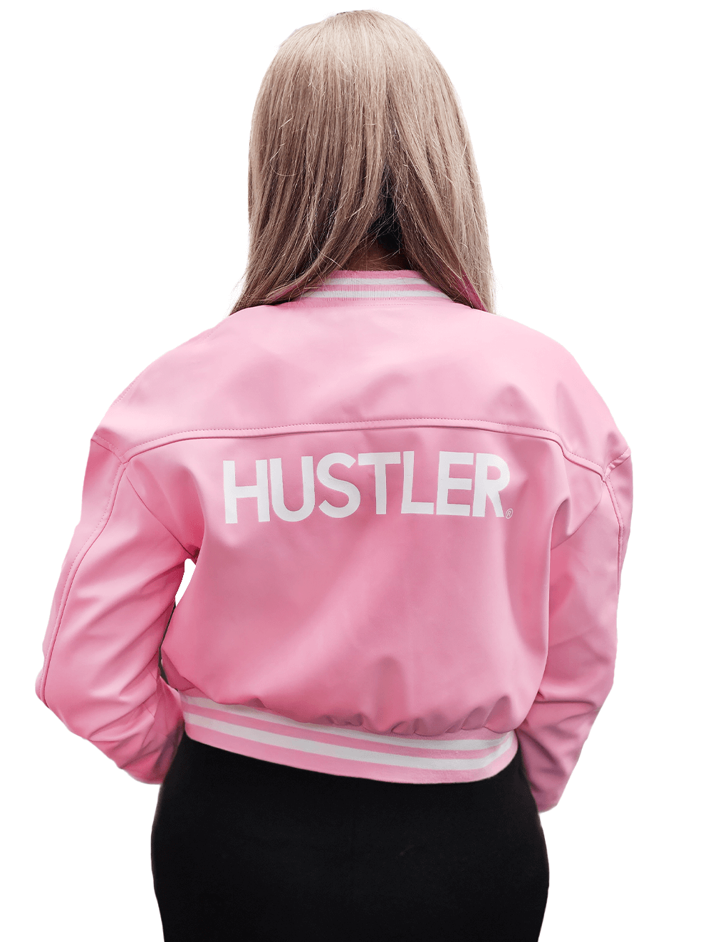 HUSTLER® Cropped Varsity Faux Leather Jacket