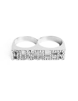 HUSTLER Rhinestone Double Ring Silver