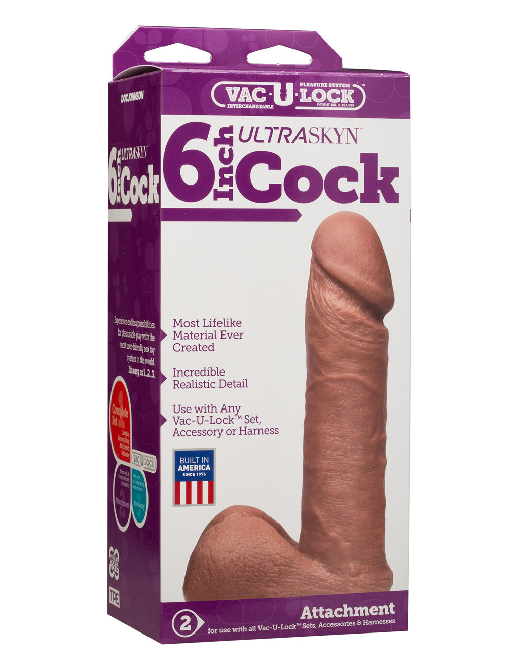 Vac-U-Lock 6 Inch UR3 Dildo- Brown- Box