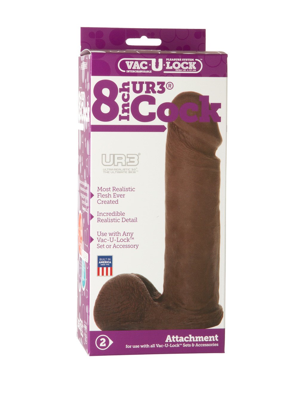 Vac-U-Lock 8 Inch UR3 Cock- Black- Box