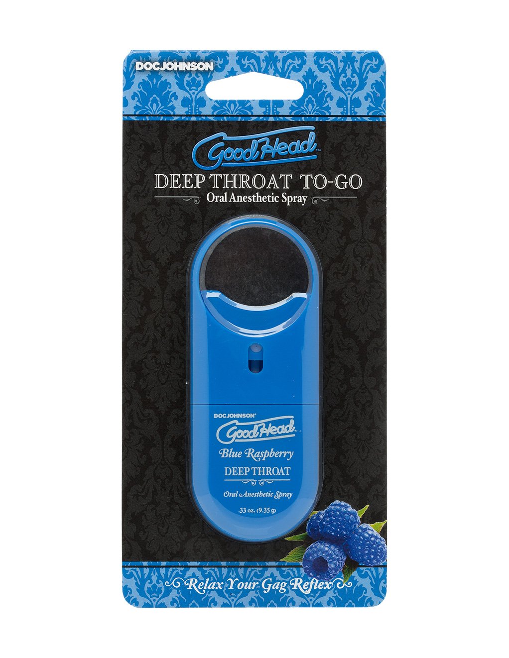 GoodHead Deep Throat To Go Desensitizing Spray- Raspberry- Package