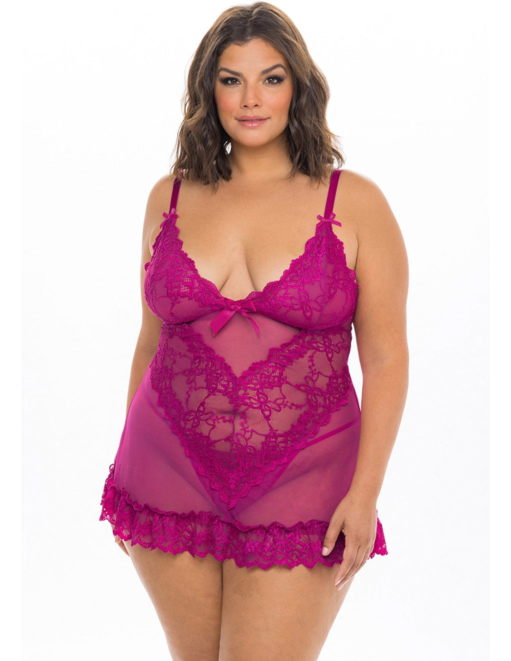 Oh La La Cheri Valentine Babydoll- Plus- Festival Fuchsia- Front