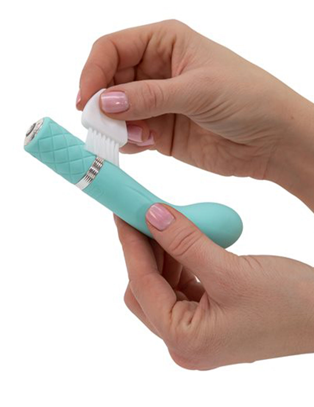 Pillow Talk Racy- Teal- In hand with brush