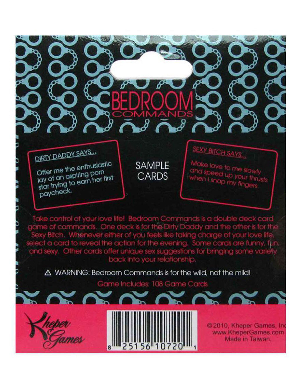 Kheper Games Bedroom Commands Card Game Box Back
