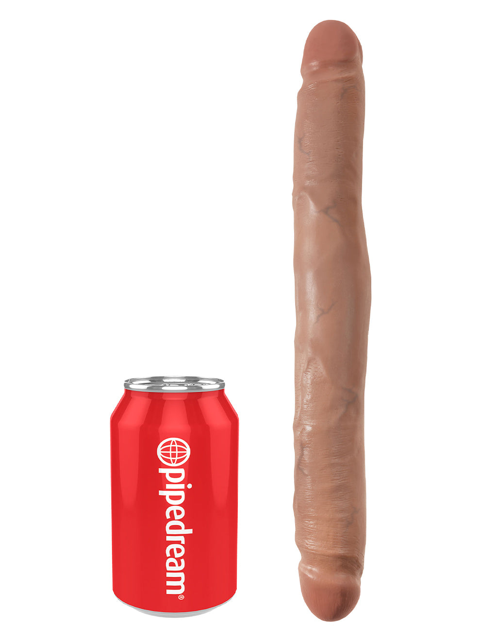 King Cock 12 Inch Slim Double Dildo- Caramel- Sized by can
