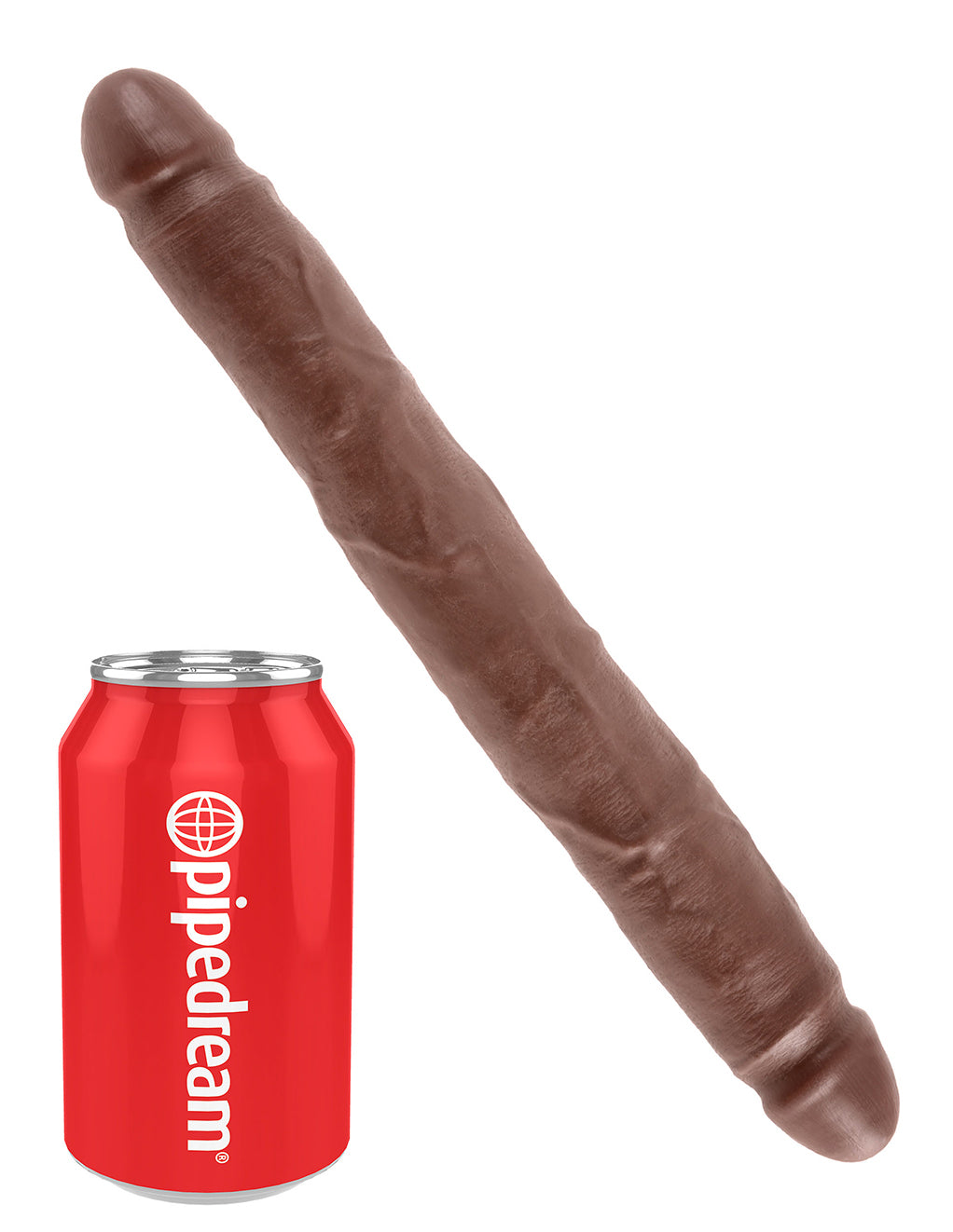 King Cock 12 Inch Slim Double Dildo- Chocolate- Sized by Can
