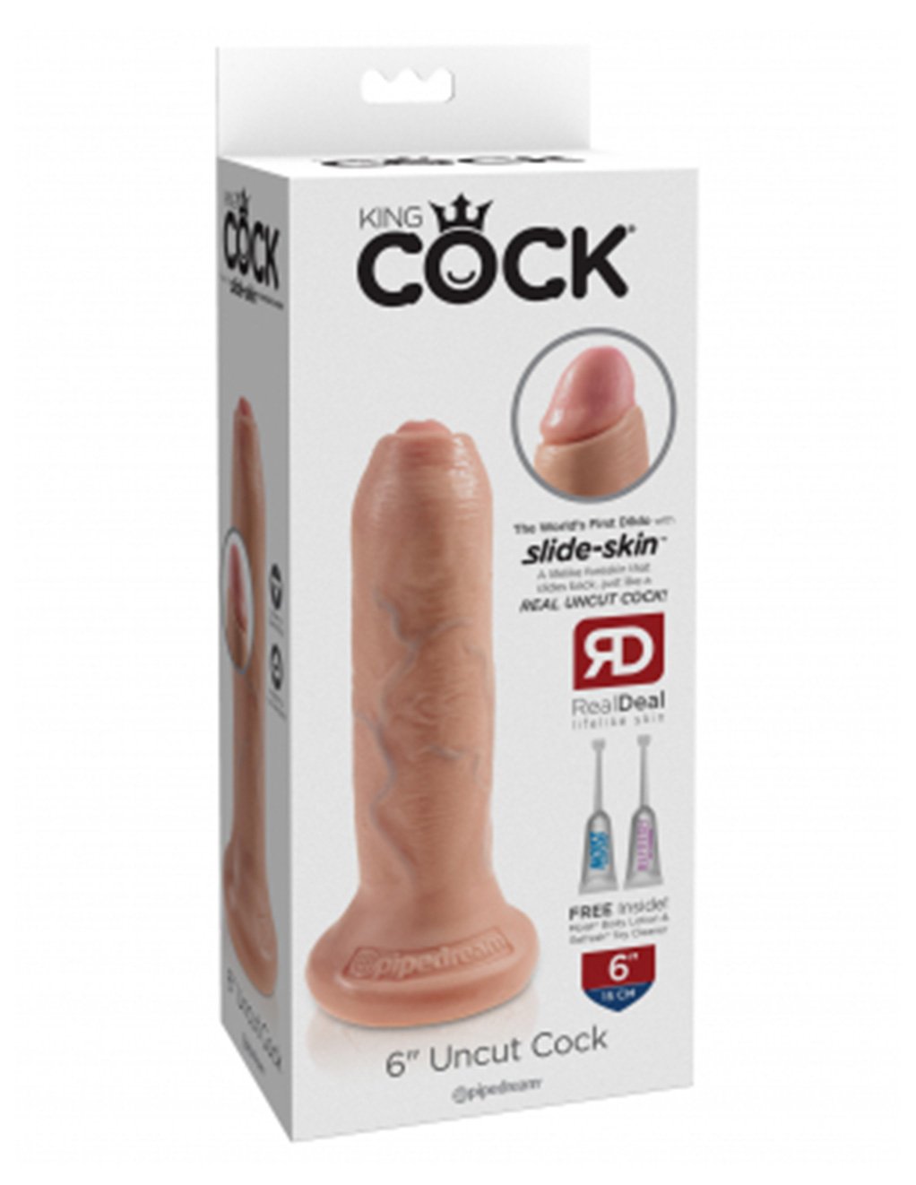 King Cock 6 Inch Uncut Dildo- White- Box