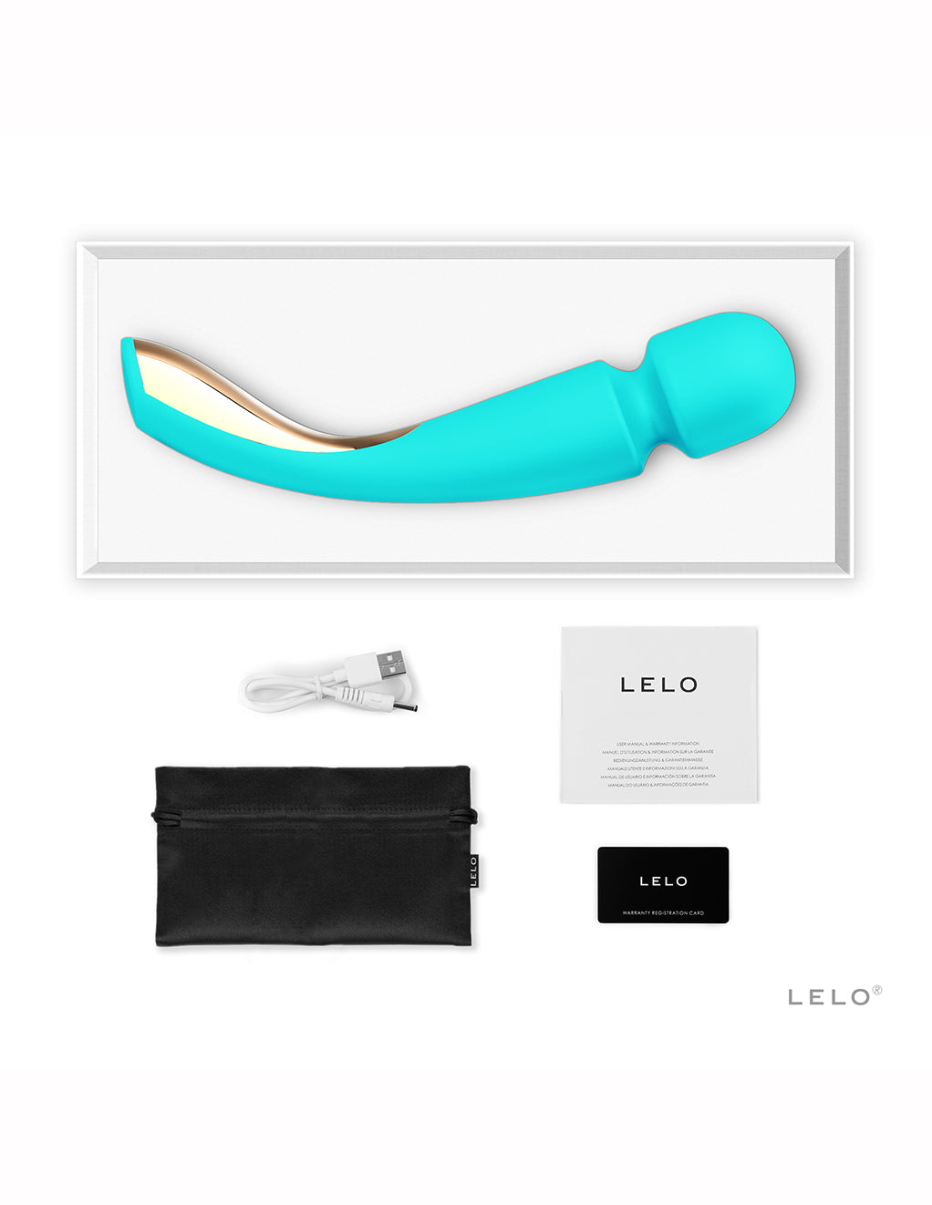 Lelo Smart Wand 2 Large- Aqua- Package Contents