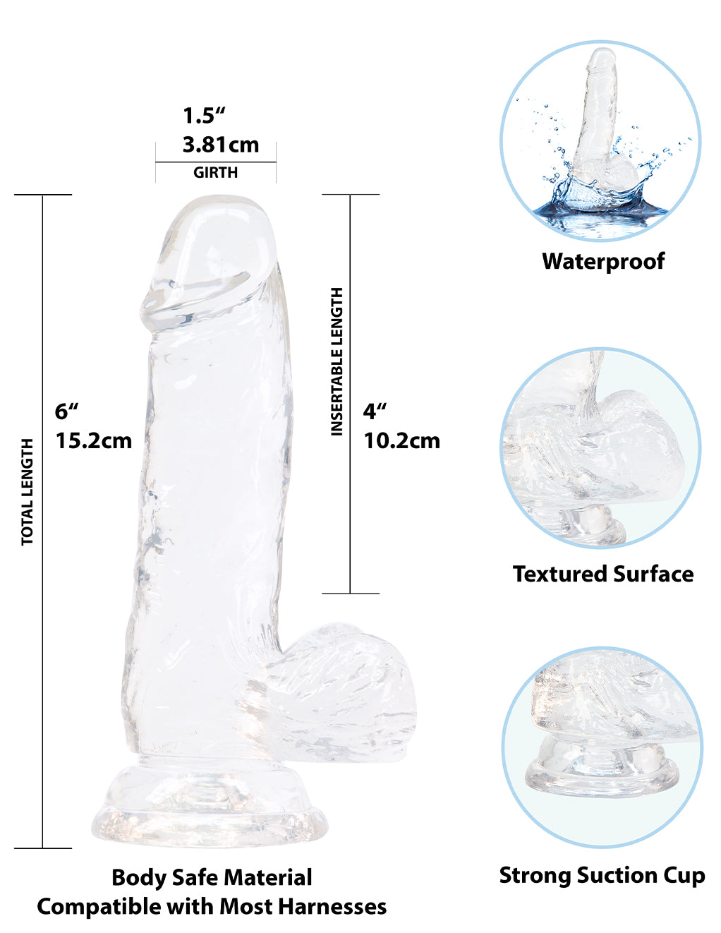 Crystal Addiction 6" Dildo with Balls