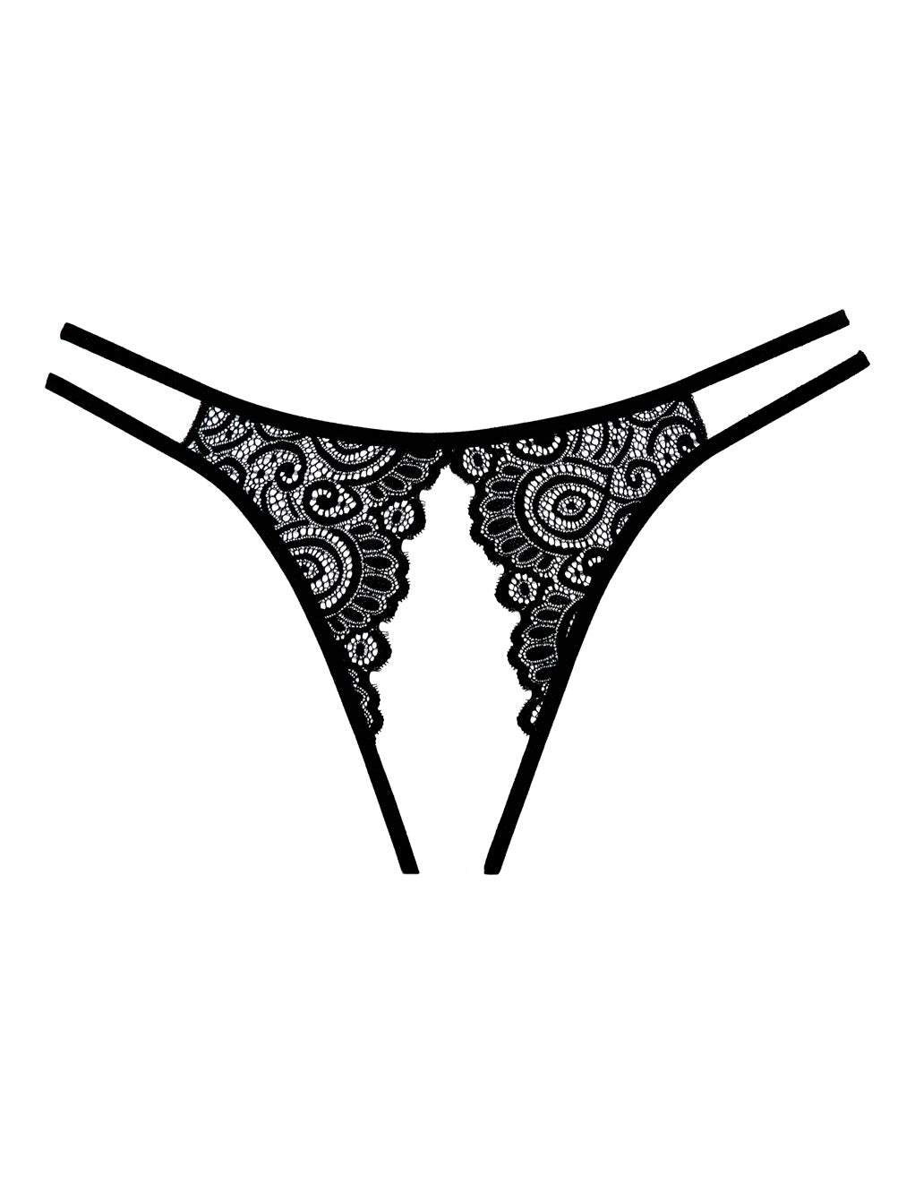 Crotchless Strappy Open Back Panty- Front