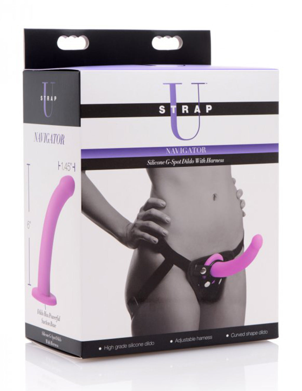 Strap U Navigator Silicone G-Spot Dildo with Harness