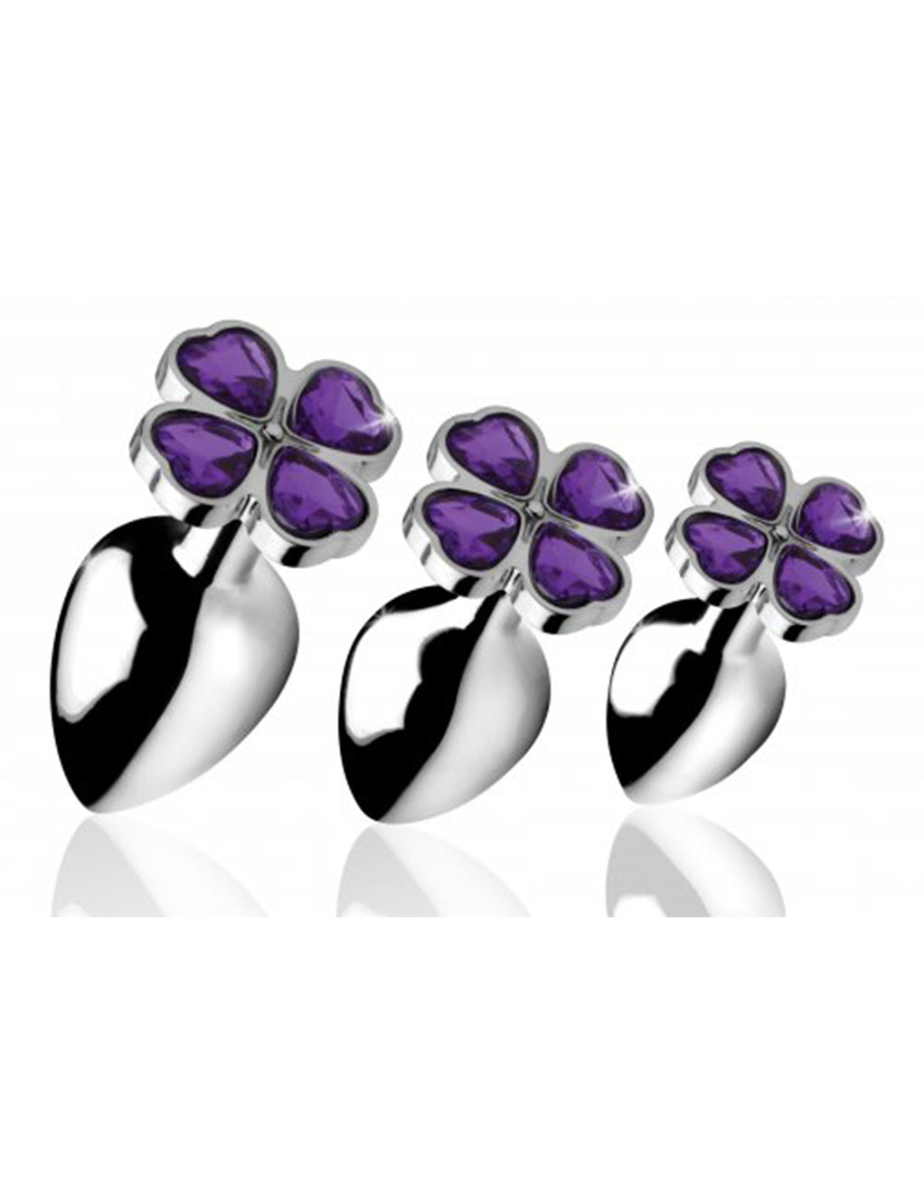 Violet Flower Gem Anal Plug Set- Angle