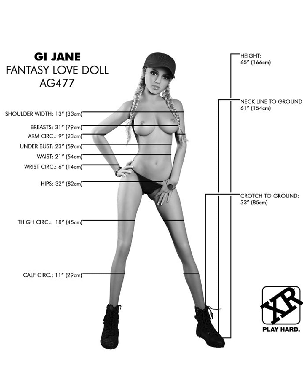 GI Jane Fantasy Love Doll- Size dimensions