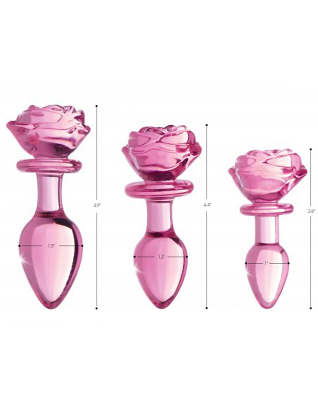Booty Sparks Pink Rose Glass Plug- Size