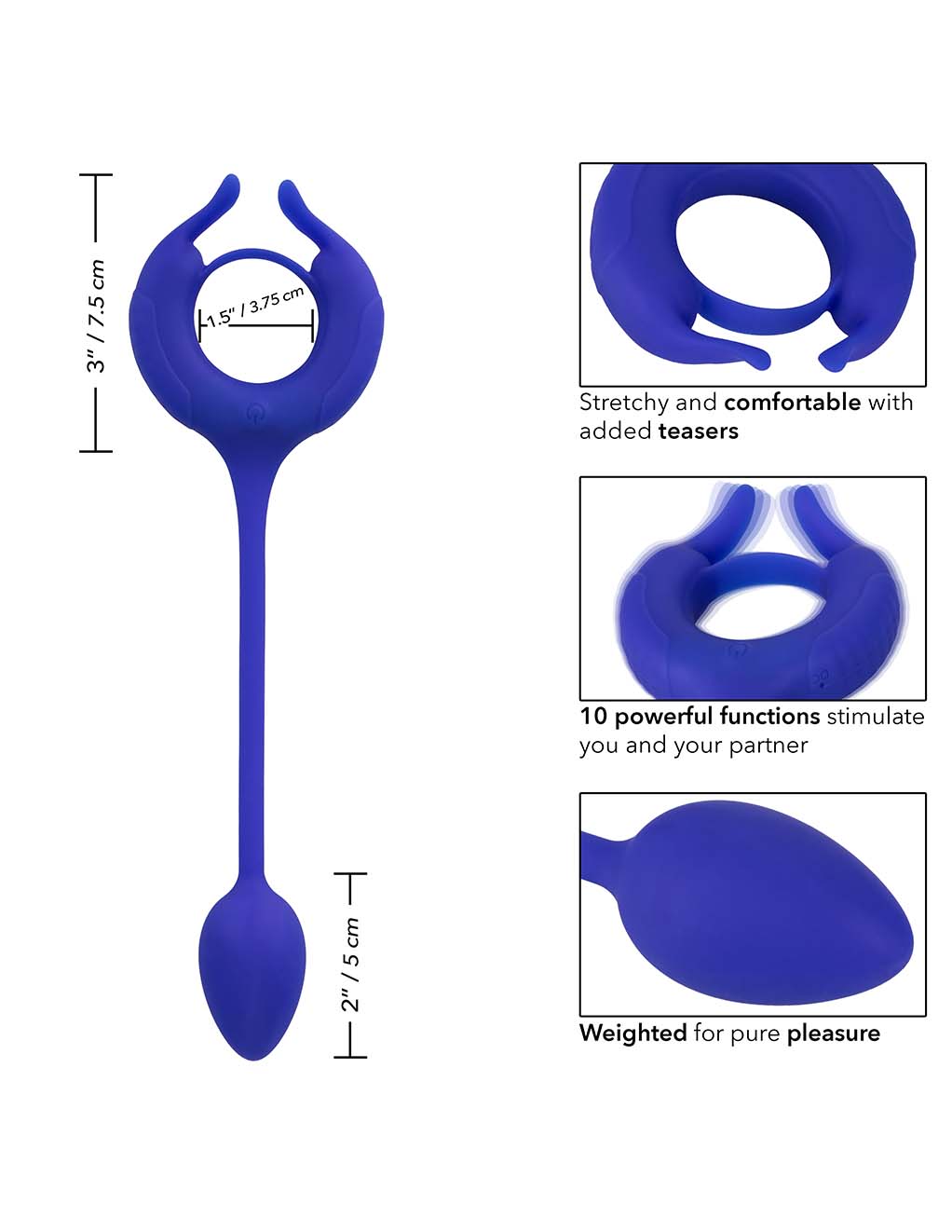 Admiral Plug & Play Weighted Cock Ring- Specs