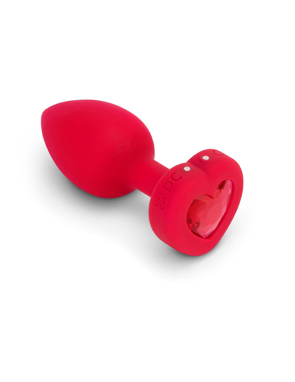 B-Vibe Vibrating Heart Plug M/L- Scarlet Ruby in Hand 2